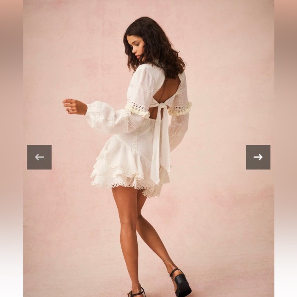 HEMANT & NANDITA Ruby white Lace Trim off white Dress XS - Picture 6 of 6